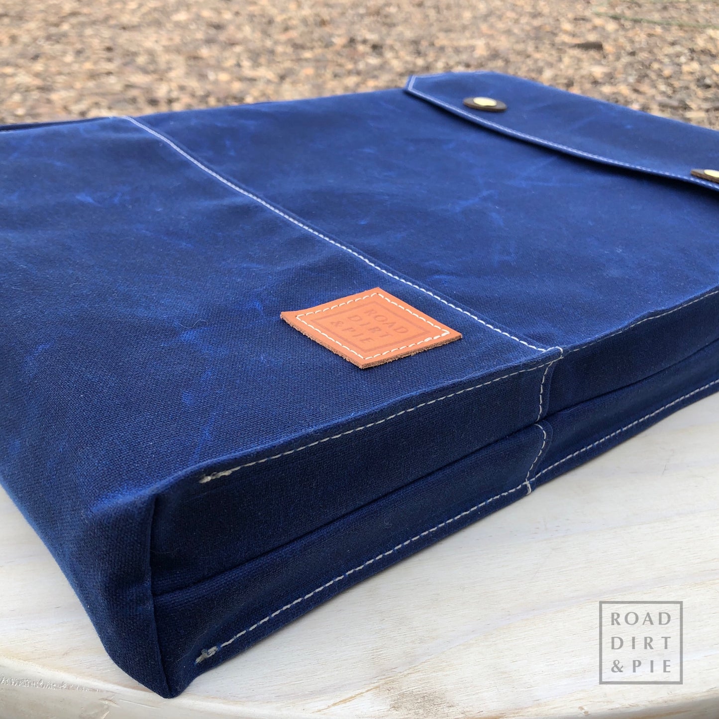 Overland Map Bag, Deep Water Blue Waxed Canvas