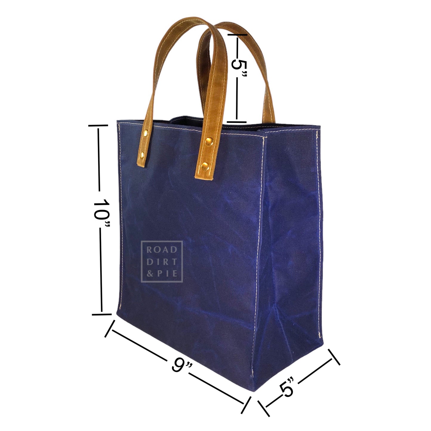 Small Waxed Canvas Tote Bag - Deep Water Blue