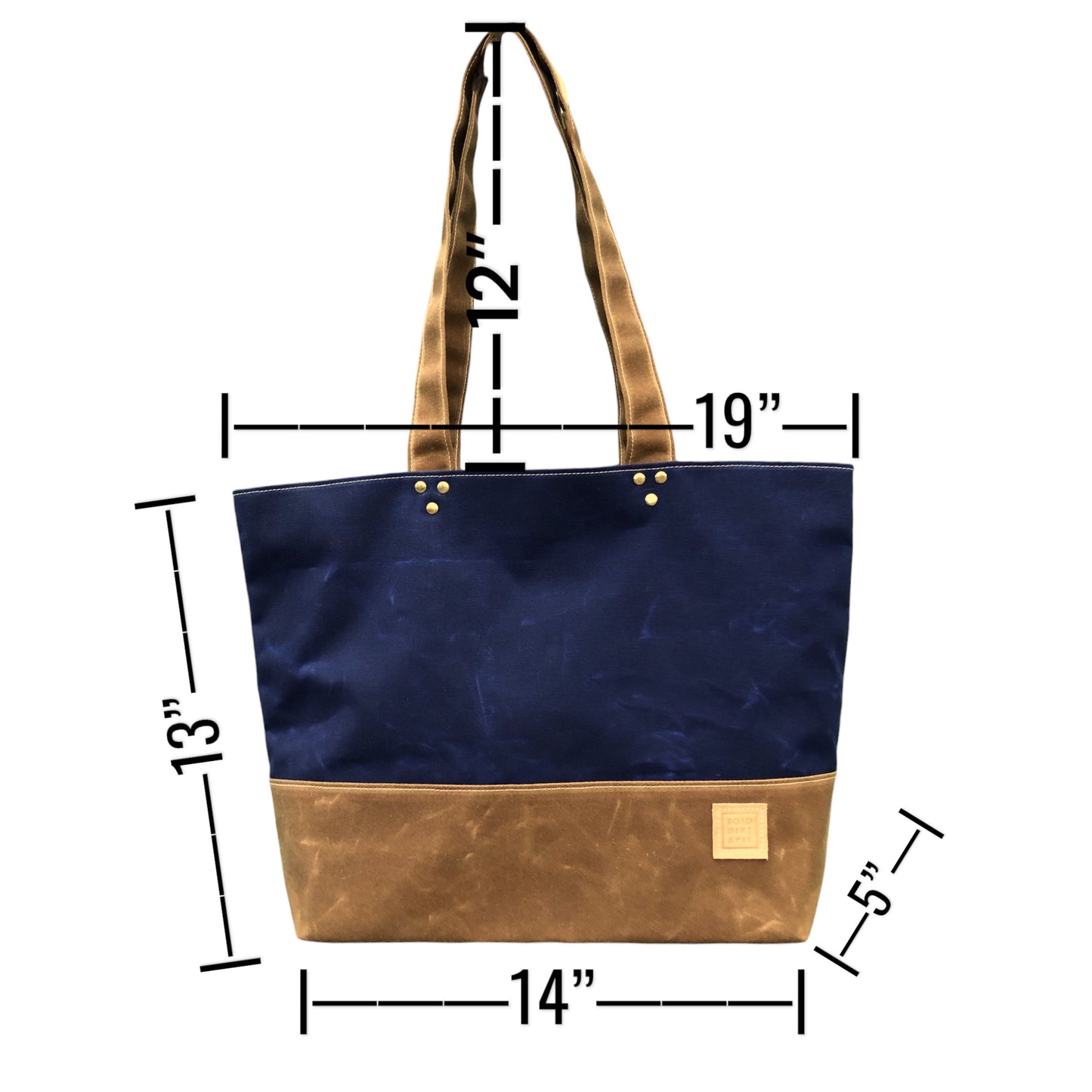 Shoulder Bag - Blue and Caramel Brown Waxed Canvas