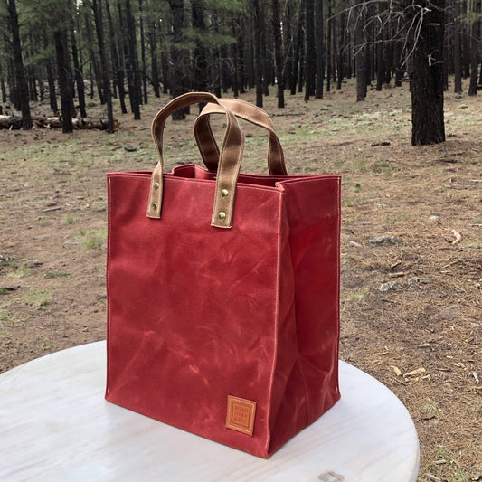 Reusable Grocery Bag or Market Tote, Sequoia Waxed Canvas