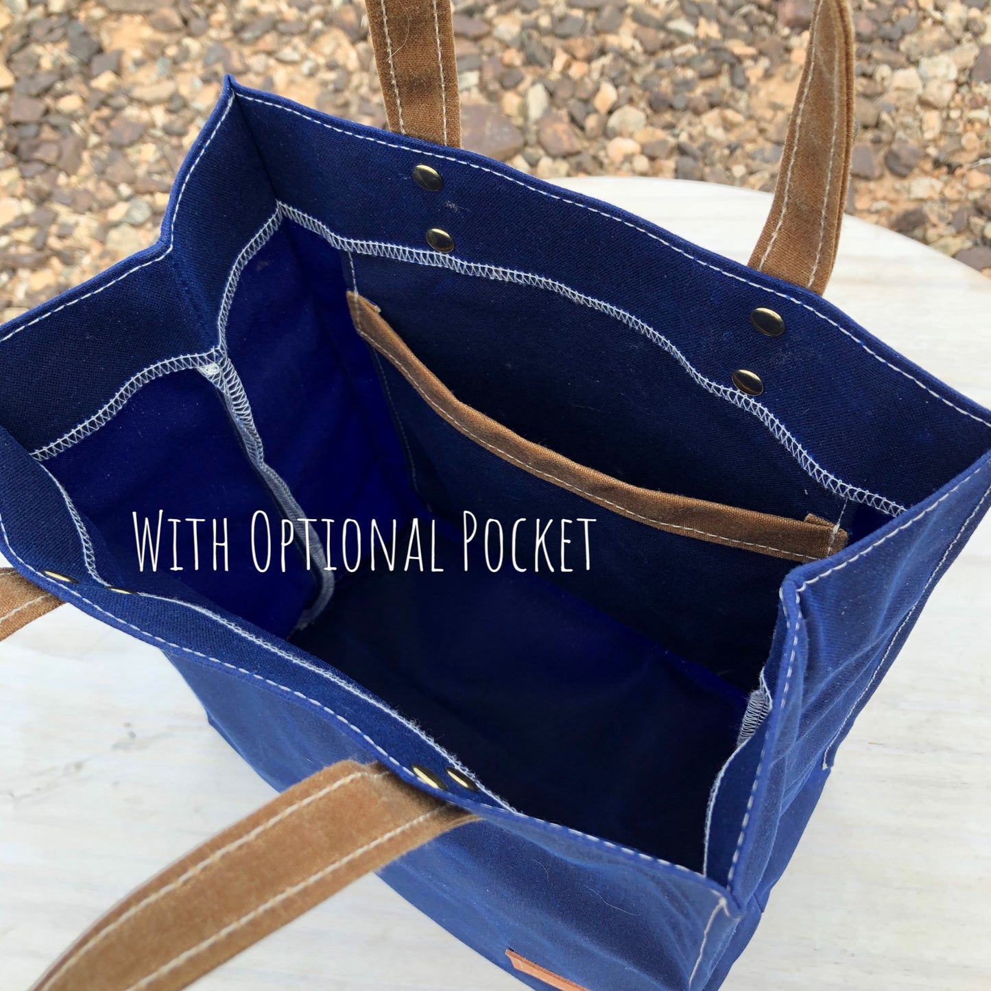 Small Waxed Canvas Tote Bag - Deep Water Blue