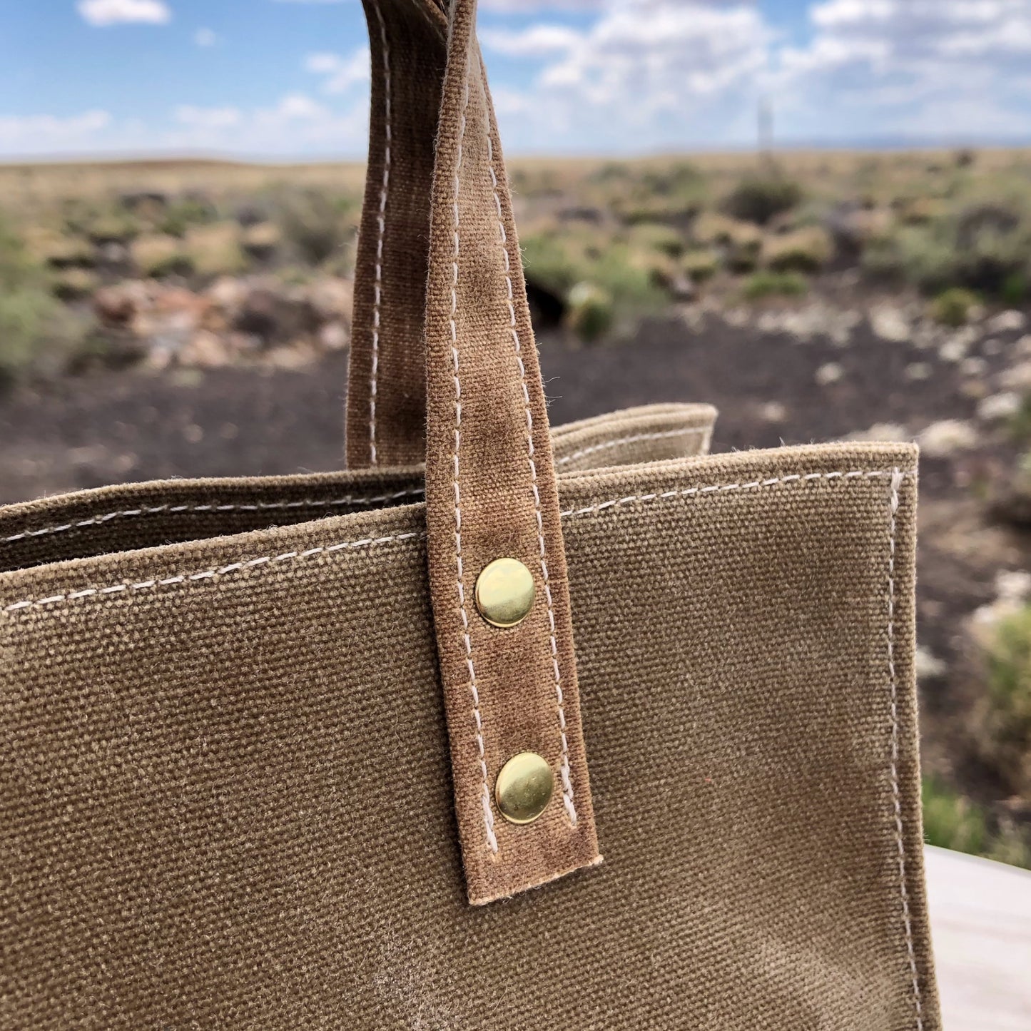 Small Waxed Canvas Tote Bag - Sage